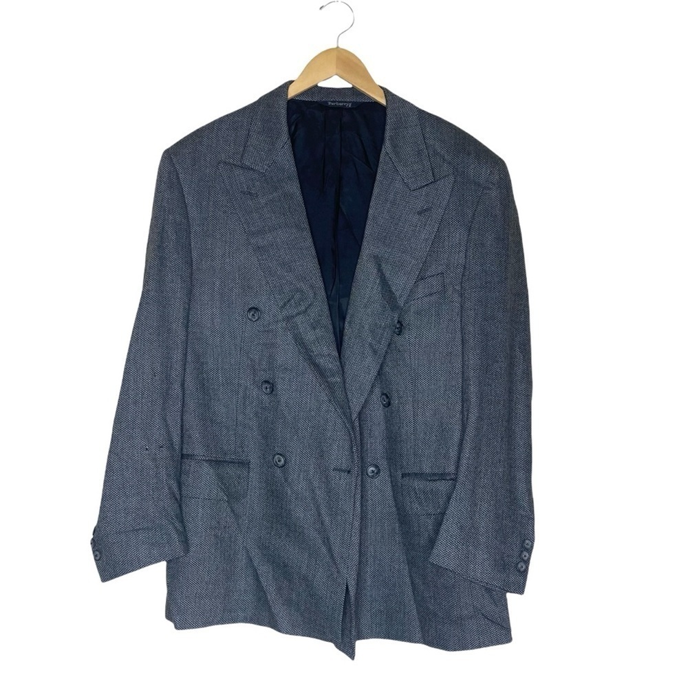Vintage Burberry Gray 100% Pure New Wool Blazer